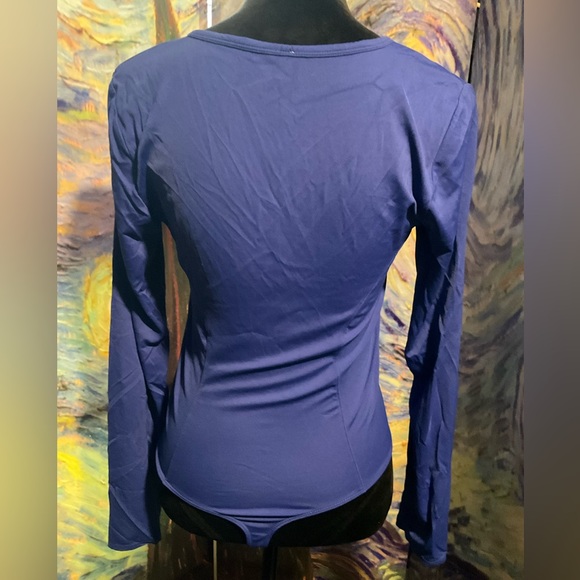 Free People large blue snap thong body suit - Picture 4 of 6